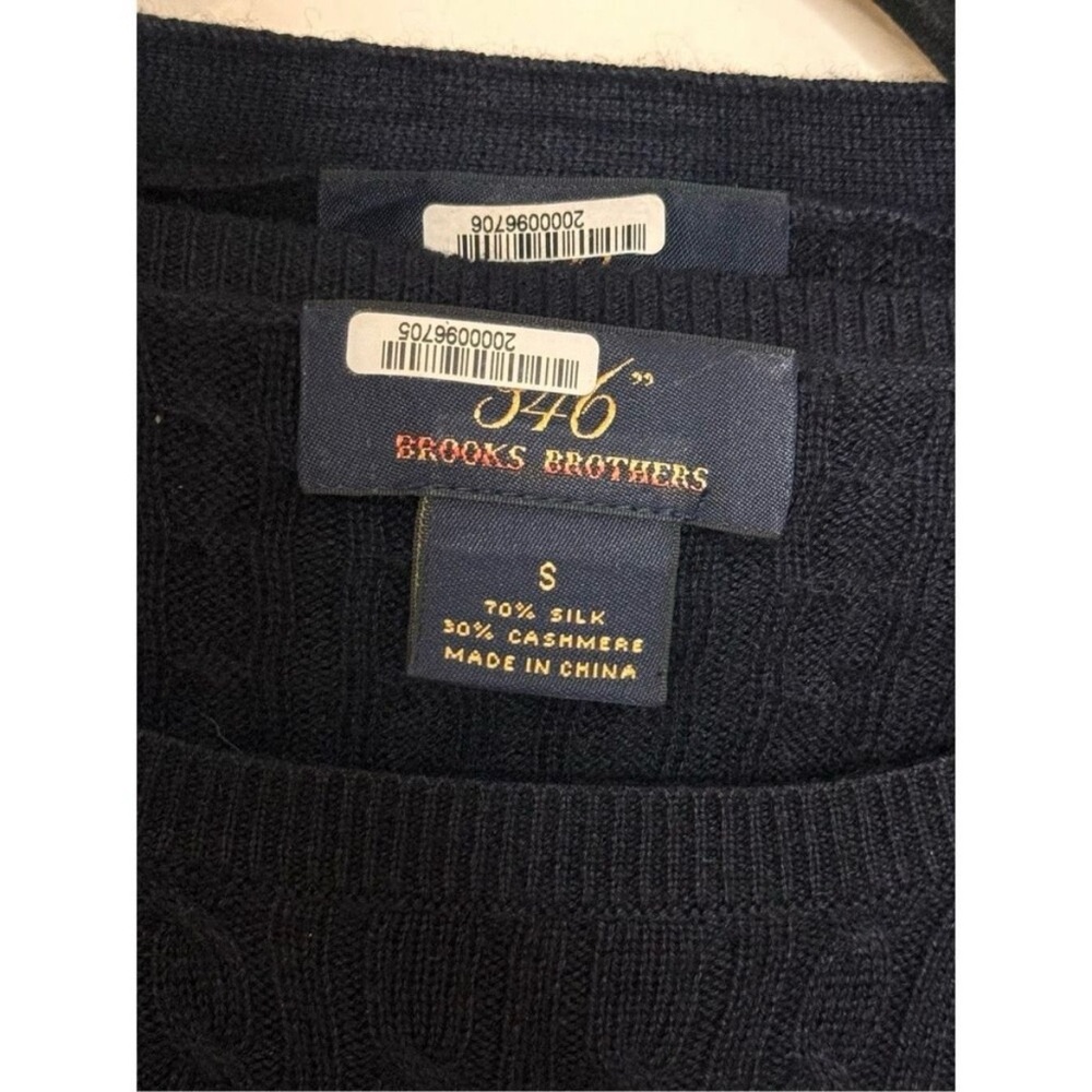Brooks Brothers Women’s Navy Cashmere Silk Cable-Knit Cardigan Twinset - Picture 2 of 5